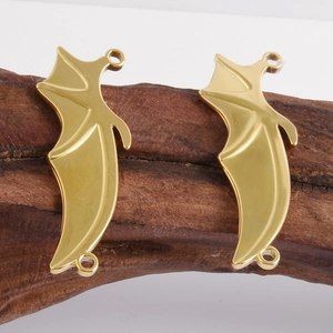 Polished 18k gold plated 304 stainless steel bat wing charms for necklace and bracelet