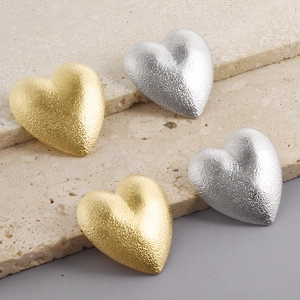 Ciondolo a Cuore in Acciaio Inossidabile 304 Senza Catena Trama Martellata Moda Donna Gioielli Oro Argento Colore Acciaio