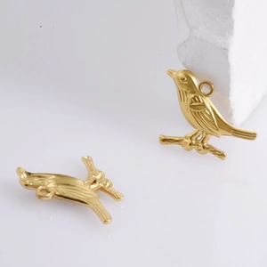 18k gold plated 304 stainless steel bird pendants for DIY jewelry making and crafts