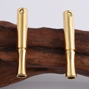 Mindful breathing whistle necklace in polished 304 stainless steel with bamboo style design