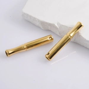 Polished gold mindfulness breathing whistle pendant made of 304 stainless steel