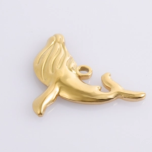 Pendentif baleine en acier inoxydable plaqué or 18k pour la création de bijoux DIY