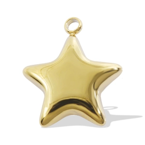 Polierter 18k Gold Sternanhänger mit Hochglanz-Finish und glatten abgerundeten Kanten