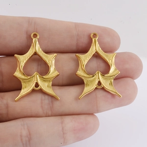 Golden hollow star and heart charms in 304 stainless steel for DIY jewelry making