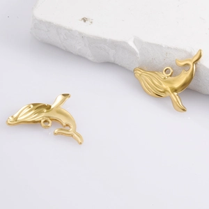 Pendentif baleine en acier inoxydable 304 doré mat pour la création de bijoux DIY