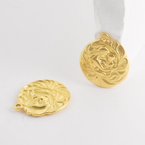 Pendentifs médaillon en acier inoxydable doré 304 avec relief mère et enfant