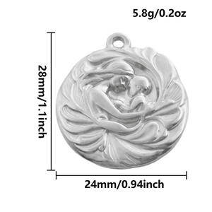 Spécifications de taille détaillées pour le pendentif en relief mère et enfant en acier