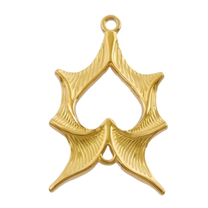 304 Stainless steel gothic bat wing pendant with golden hollow heart design for DIY jewelry
