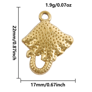 Details zum Rochen-Anhänger in 18 Karat Vergoldung mit Maßen 22mm x 17mm und Gewicht