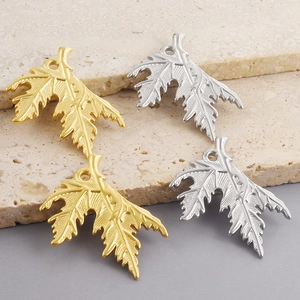 Minimalist 304 stainless steel maple leaf pendants in gold and silver finishes