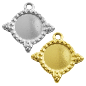 304 Stainless Steel French Vintage Round Rhombus Pendant For DIY Necklace Bracelet Making Women Fashion Jewelry Craft Accessories