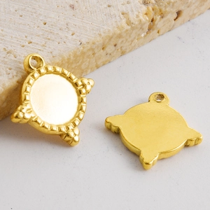 French vintage style gold stainless steel rhombus pendant charm for DIY jewelry making
