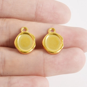 Paire de supports de pendentif ronds en acier inoxydable 304 doré pour bijoux DIY