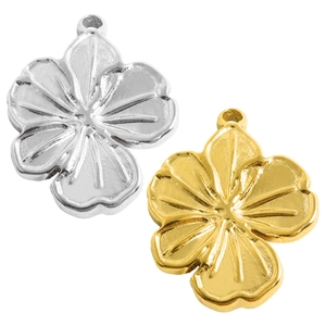 304 Stainless Steel Flower Pendant Only Without Chain 18K Gold Plated Hibiscus Floral Charm For DIY Jewelry Making Women