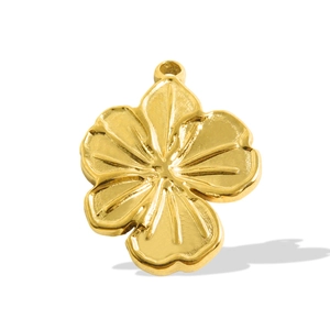 Macro shot of 304 stainless steel gold flower pendant with detailed petal textures