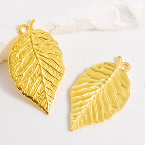 Polished 304 stainless steel leaf pendants with fine vein texture for DIY jewelry making