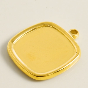 Base de colgante cuadrado en acero inoxidable dorado pulido para creación de joyas DIY