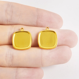 Dos bases de colgante cuadradas de acero inoxidable 304 para creación de joyas DIY