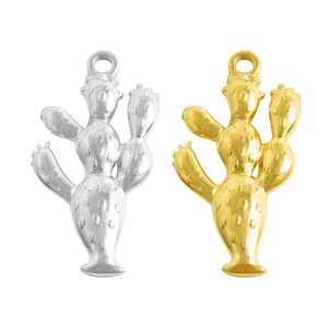 Colgante De Planta De Cactus De Acero Inoxidable 304 Para Fabricación De Joyas Accesorios De Bricolaje Colgante De Metal Sin Cadena