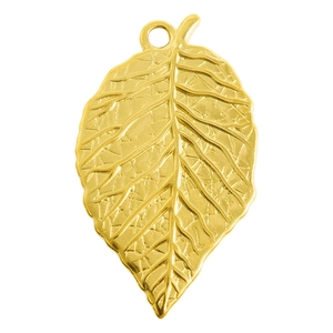 Detailed 304 stainless steel golden leaf pendant with realistic vein texture for DIY jewelry