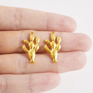 Colgantes de cactus en acero inoxidable 304 dorado para joyería DIY sobre la mano