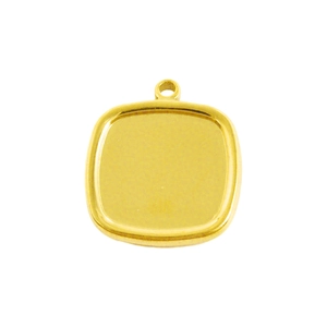 Colgante cuadrado de acero inoxidable 304 dorado para creación de joyas artesanales
