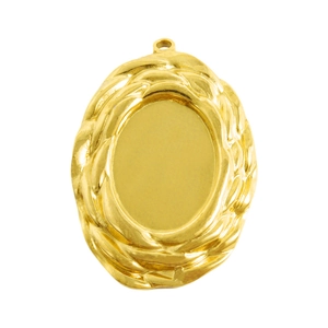 Minimalist gold 304 stainless steel oval pendant base with twisted rope texture border