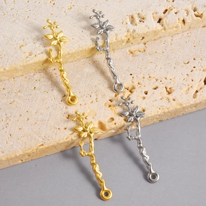 Golden and silver stainless steel branch leaf pendants with matte finish for DIY jewelry