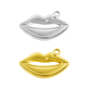 304 Stainless steel lip pendant set in gold and silver finish for DIY necklace jewelry