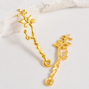 Golden 304 stainless steel branch leaf pendants for DIY jewelry making necklaces