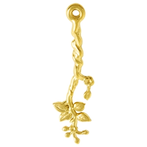 Golden flower branch pendant in 304 stainless steel with detailed leaves for DIY jewelry