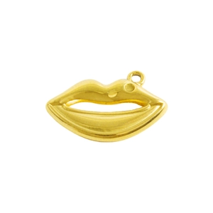 Polished 304 stainless steel gold lip pendant with rings for DIY jewelry making