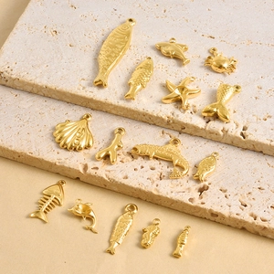 Lot de breloques océan en acier inoxydable doré avec étoile de mer et crabe pour bijoux DIY