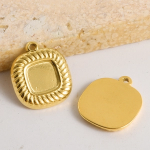 304 stainless steel square pendant with twisted texture for DIY jewelry making