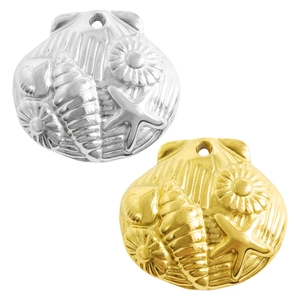 Pendentif Coquille en Acier Inoxydable 304 Style Plage Océan Relief Étoile de Mer Plaqué Or 18K Argent DIY Accessoires de Bijoux