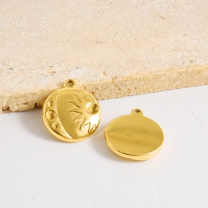 18k gold plated 304 stainless steel celestial sun and moon relief pendant charms