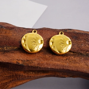 18K gold plated 304 stainless steel celestial sun and moon pendant charms for DIY jewelry