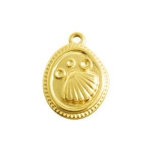 18k gold plated 304 stainless steel shell pendant with elegant textured oval design