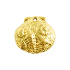 Pendentif coquillage en acier inoxydable doré 18k avec motifs étoiles de mer et fleurs