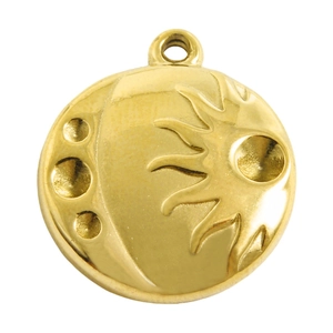 18k gold plated stainless steel sun and moon embossed round pendant for DIY jewelry