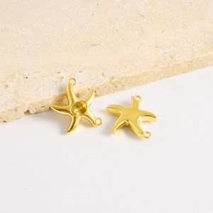 Détail de breloques en forme d'étoile de mer en acier inoxydable doré pour bijoux DIY