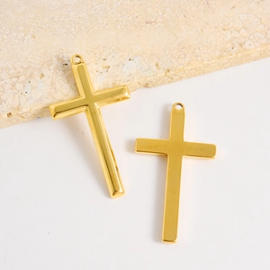 Polished gold 304 stainless steel cross pendants for DIY jewelry and necklaces
