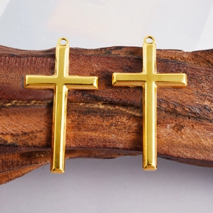 Minimalist 304 stainless steel gold cross pendants for DIY jewelry necklaces