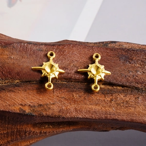 Pair of 18K gold plated 304 stainless steel four-pointed star pendant connectors for jewelry