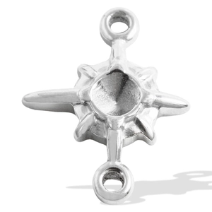 Detailed macro view of 304 stainless steel eight-pointed star pendant with dual link rings