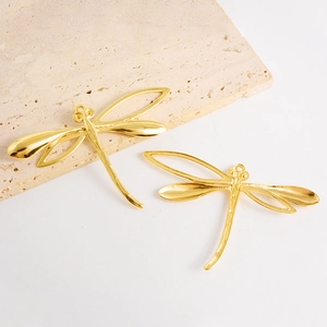 Ciondoli a forma di libellula 3D in acciaio inossidabile 304 placcati oro 18k per gioielli