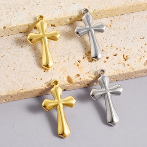 304 stainless steel 18K gold and silver cross pendants with matte frosted finish