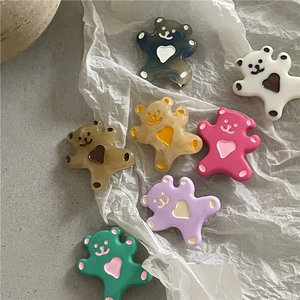 Barrette à Cheveux Ours de Dessin Animé Mignonne pour Filles Femmes Plastique Motif Cœur Doux Pince Bec de Canard Style Coréen Décoration Cheveux
