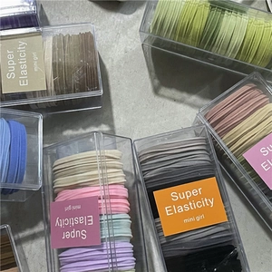 Set of 10 colorful high-elasticity hair ties in a transparent box for daily styling