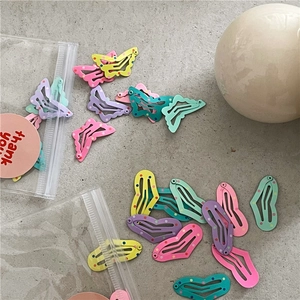 Sweet Macaron Color Alloy Polka Dot Hair Clips Set For Women Girls Cute Heart Butterfly Enamel BB Side Clips Hair Jewelry